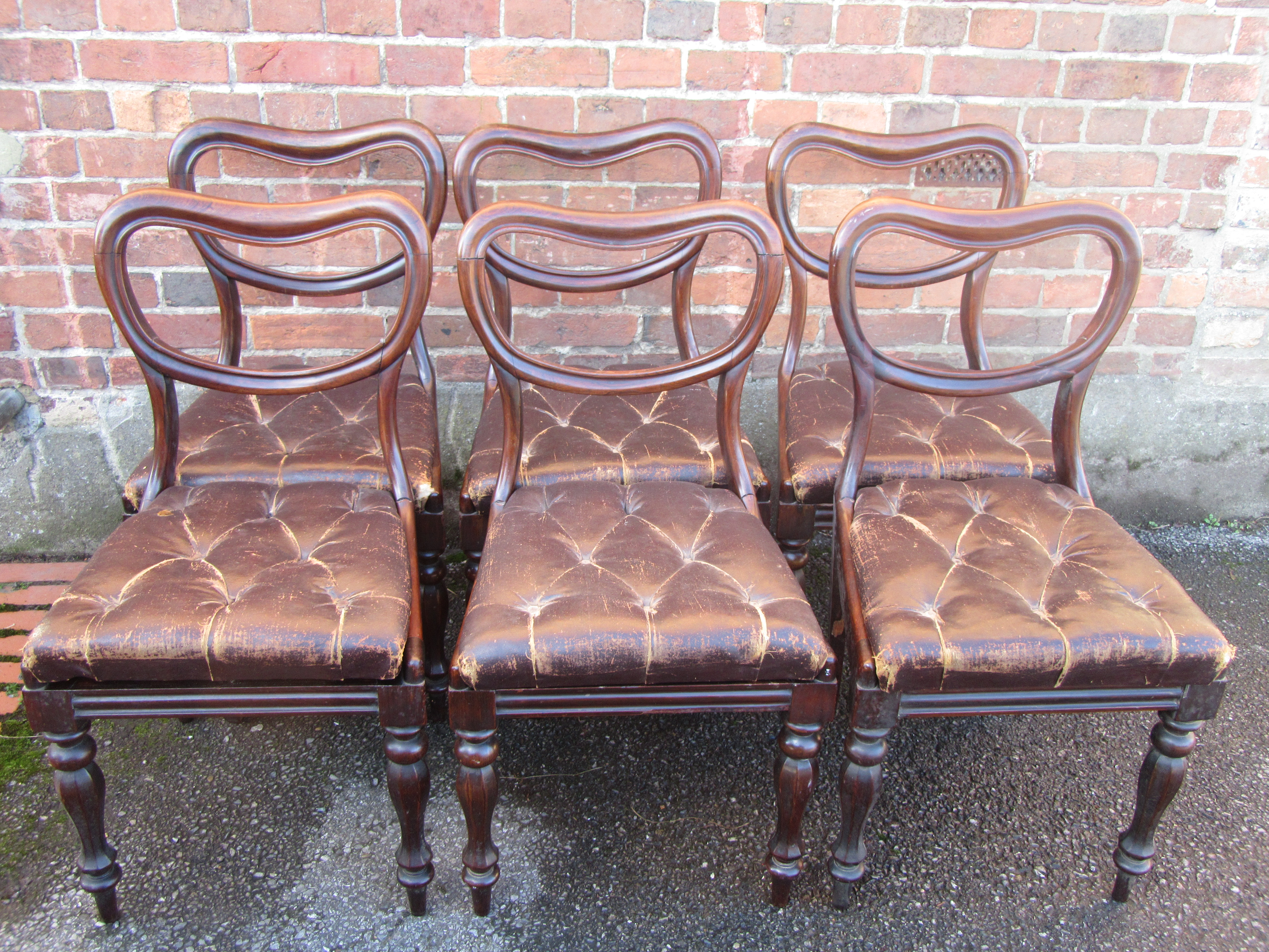 Set Of Six Antique Victorian Balloon Back Dining Chairs Eras Of